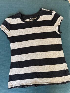 rag & bone Striped Crewneck Tee in Black and Gray